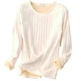 thumbnail image 2 of Wowcloth Woman's Fleece-Lined Thermal Shirt, Thickened Warm Snug-Fit Long Sleeve Round Neck Top for Fall Winter Daily Wear, 2 of 6