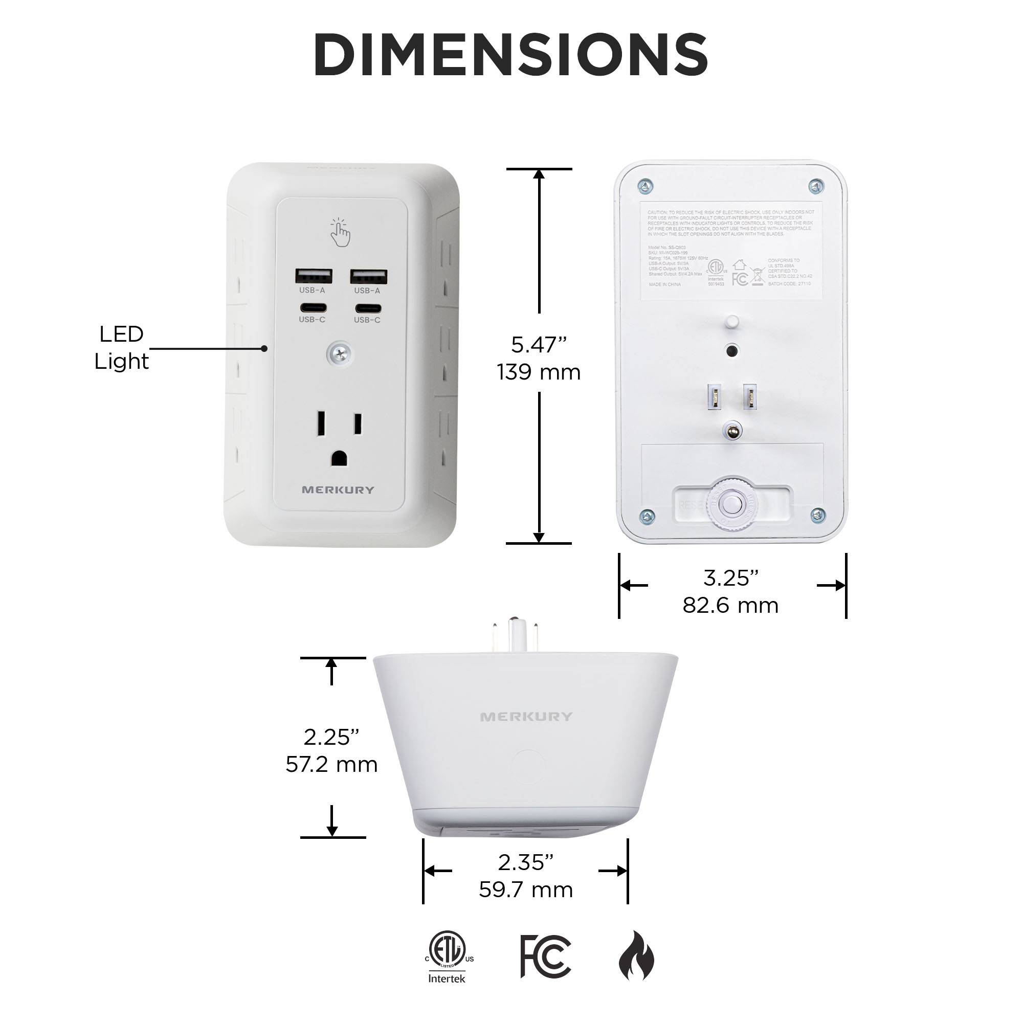 Merkury Innovations Wall Tap with Night Light, 7 Outlets, 4 USB Ports photo 8