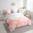 thumbnail image 3 of Manfei Pink Marble Bedding Comforter Set 7pcs, Abstract Watercolor Art King Bedding Sets, Marbling Stone Pattern Bed Sheets, Breathable Home Decor, 3 of 8