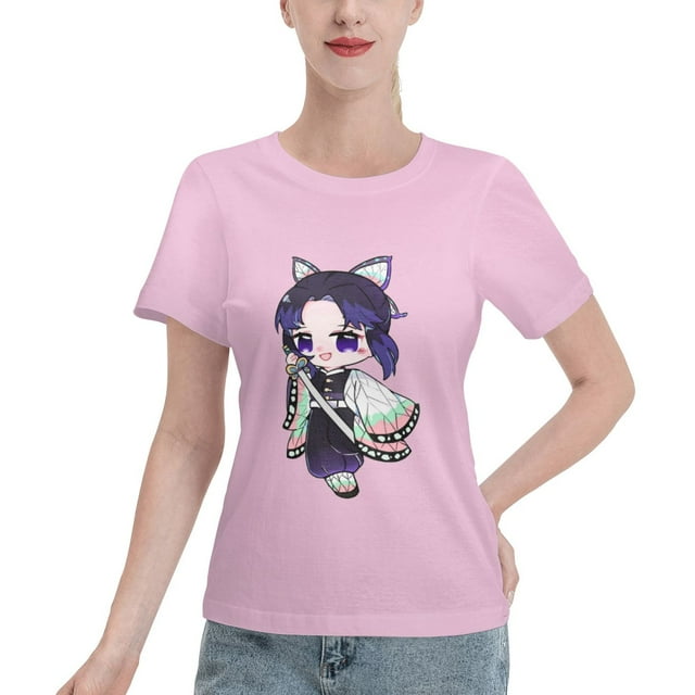 T-Shirt Basique à Manches Courtes pour Femmes Demon Slayer Ninja Papillon