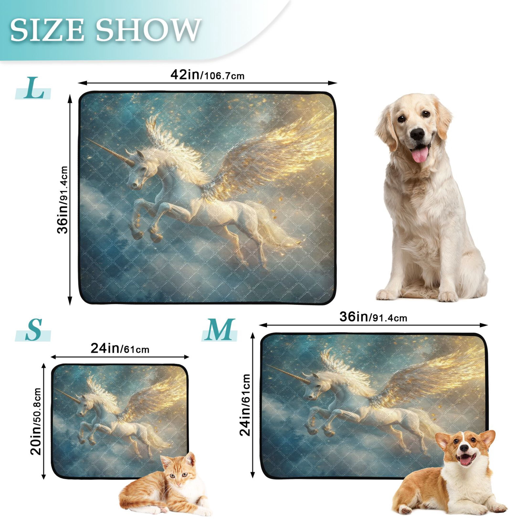 Qxltty Starry Sky Pegasus Cat litter Pads Pet Set of 3 Diaper Mats Center Anti-leakage Layer Absorbent Soft and Comfortable