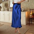 thumbnail image 5 of LWavelet Satin Maxi Skirt Women Elegant Evening Party Flowy Versatile Bottoms Dark Blue S, 5 of 5