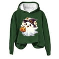 thumbnail image 2 of Halloween Sweatshirts for Women Plus Size Winter Casual Lapel Loose Solid Long Sleeved Hoodies, 2 of 3