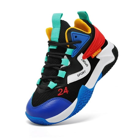 

Kid s Basketball Shoes Boys Sneakers Girls Trainers Comfort High Top Basketball Shoes for Boys(Little Kid/Big Kid) Black Blue