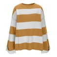 thumbnail image 6 of Zedker Women'S Striped Knitted Sweater Long Sleeve Crewneck Pullover, Fashion Color Block Casual Slim Tops, Soft Comfortable Fall Spring Tunic Blouse,Yellow,XXL, 6 of 8