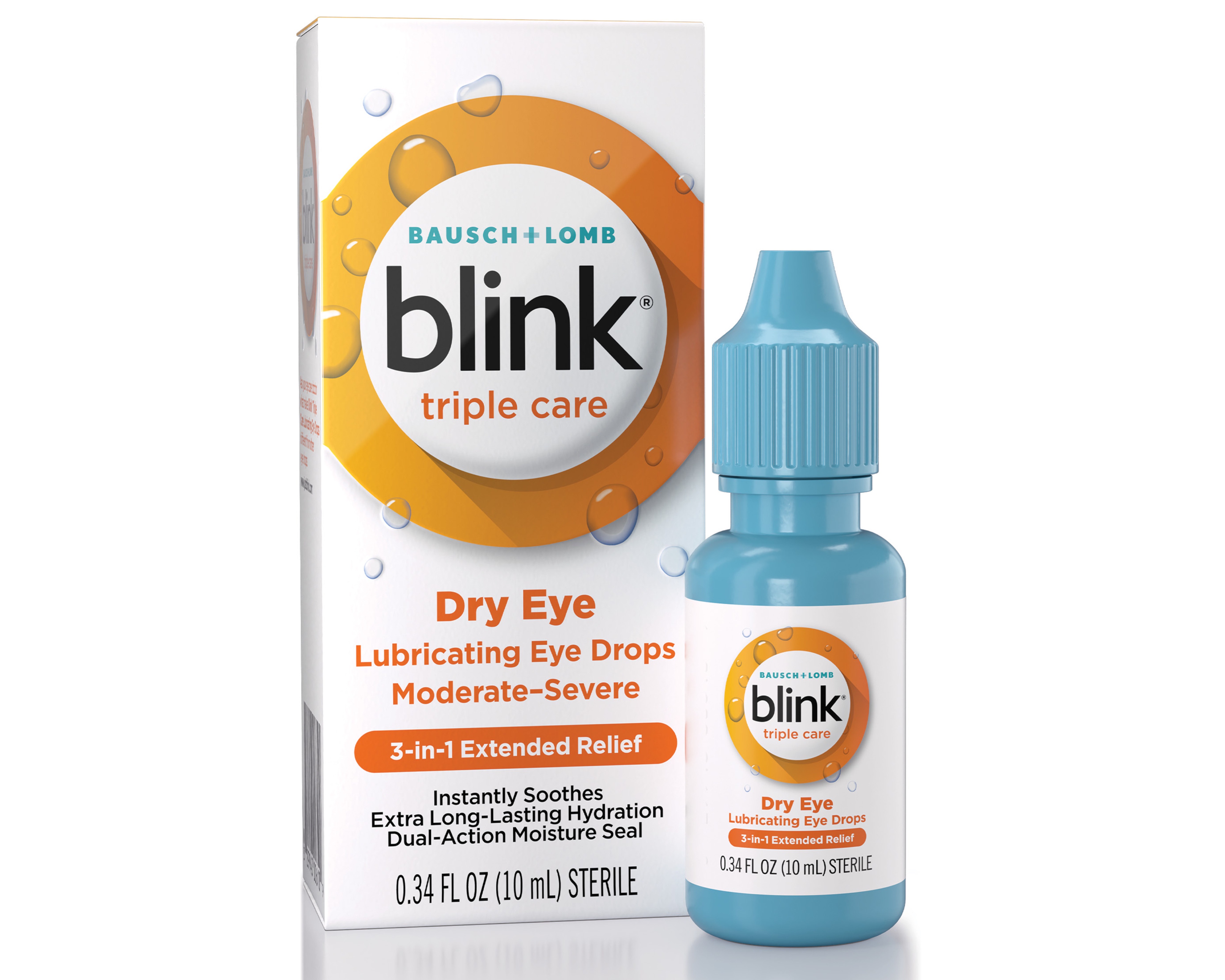 5 Pack - Blink Triple Care Lubricating Eye Drops – Long-Lasting Hydration for Moderate to Severe Dry Eyes, Moisturizes & Soothes with Hyaluronate, 0.34 Fl Oz