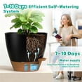 thumbnail image 4 of FIASON 9 Pack Self Watering Plant Pots, 5/5.5/6/6.5/7/8/9/10/12 Inch Black with Brown Flower Pots with Watering Lip, Drainage Holes & Removable Saucer for Indoor Outdoor Use, 4 of 10