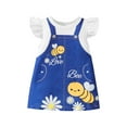 thumbnail image 5 of Toddler Girls Summer Dress Ruffle Sleeve Sundress Bee Flower Print Dresses Outfit for Kids 6month-3T, 5 of 5