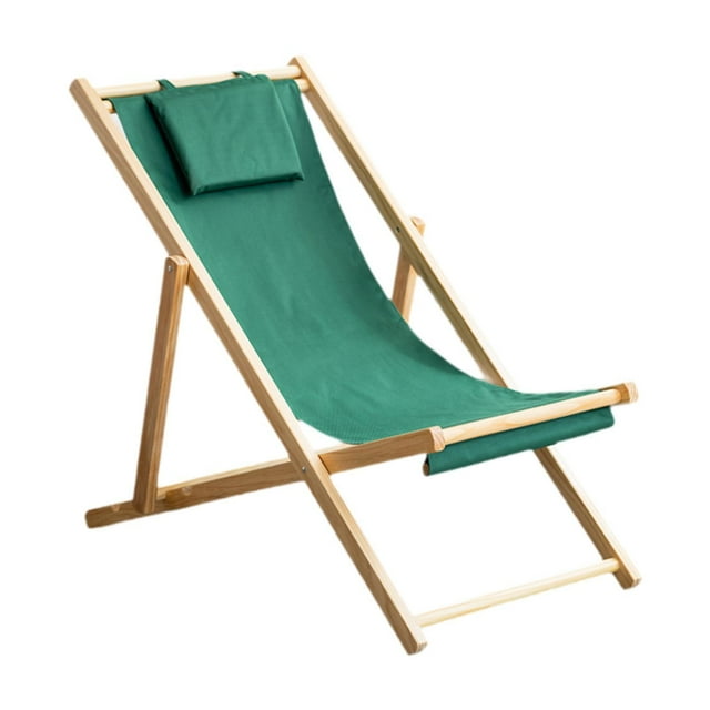 Almencla Chaise de Plage Hauteur Réglable Chaise de Camping Chaise Inclinable Portable Chaise de Plage Pliante pour Pelouse Pique-Nique Patio Balcon Vert avec Oreiller