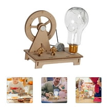 HOOWIFFY 1Set DIY Electric Hand Crank Generator Wooden Science Experiment Kit Portable