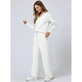 thumbnail image 6 of Women 2 Piece Outfits 2025 Fall Fashion Wide Leg Pants Lounge Set Leisure Travel Vacation Sweatsuits White S, 6 of 9