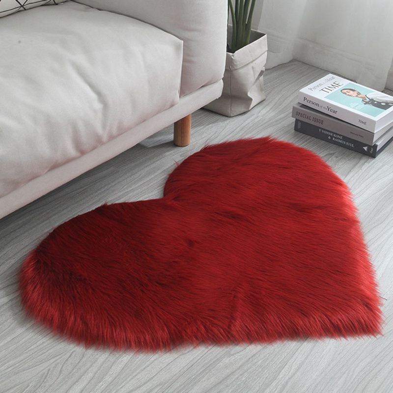 SHIYAO Carpet Faux Wool Peach Heart Carpet Plush Soft Rug Fluffy Silky