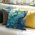 thumbnail image 3 of ZFLMY Teal Peacock Throw Pillow Cover, Vintage Watercolor Blue Peacock Gifts Decoration Pillowcases Home Sofa Couch Bed Decor Square Cushion Cover  Pillow Cases 24x24in, 3 of 5