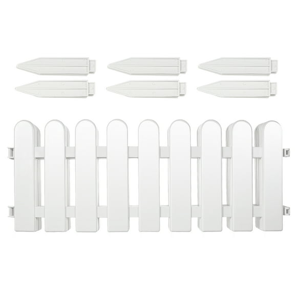 SHISUYAN White Plastic Picket Fence for Garden Border and Outdoor Decoration with Stakes Easy to Install