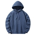 thumbnail image 1 of Yuyuzo Mens Hoodies Solid Color Long Sleeve Fashion Pullover Tops Drawstring Sweatshirt with Pocket, 1 of 6