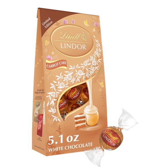 Lindt LINDOR Easter Carrot Cake White Chocolate Candy Truffles with Carrot Cake Flavor, 5.1 oz. Bag