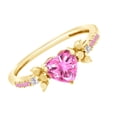 thumbnail image 2 of AFFY Simulated Pink Sapphire & White Natural Diamond Heart Ring In 10k Yellow Gold, Ring Size-9.5, 2 of 2
