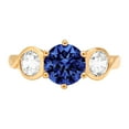 thumbnail image 4 of 1.72 ct Round Cut Simulated Tanzanite 3 Stone 14K Yellow Gold Womens Engagement Ring, 4 of 5