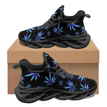 

3D Green Weed Leaves Print Outdoor Mesh Swing Sneakers 2024 Fashion Platform Shoe Casual Running Shoes tenis Zapatos