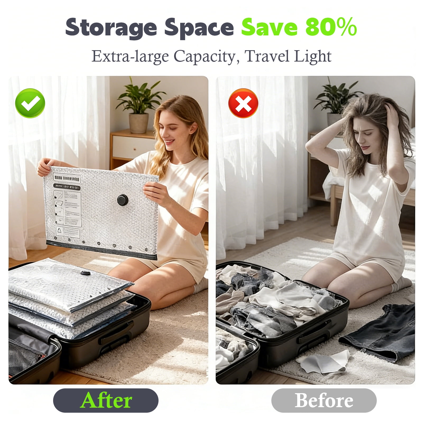 Godance 15 Pack Travel Vacuum Storage Bags with Rechargeable Air Pump, Carry-on Size Compression Packing Bags to Maximize Space & Travel Storage, Space Saver for Clothes, Bedding and Pillows