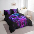 thumbnail image 2 of Homewish Neon Cyber Drip Skull King Bedding for Kids, Modern Swirl Gothic King Bed in a Bag, Black Reversible, 7pcs, 2 of 7