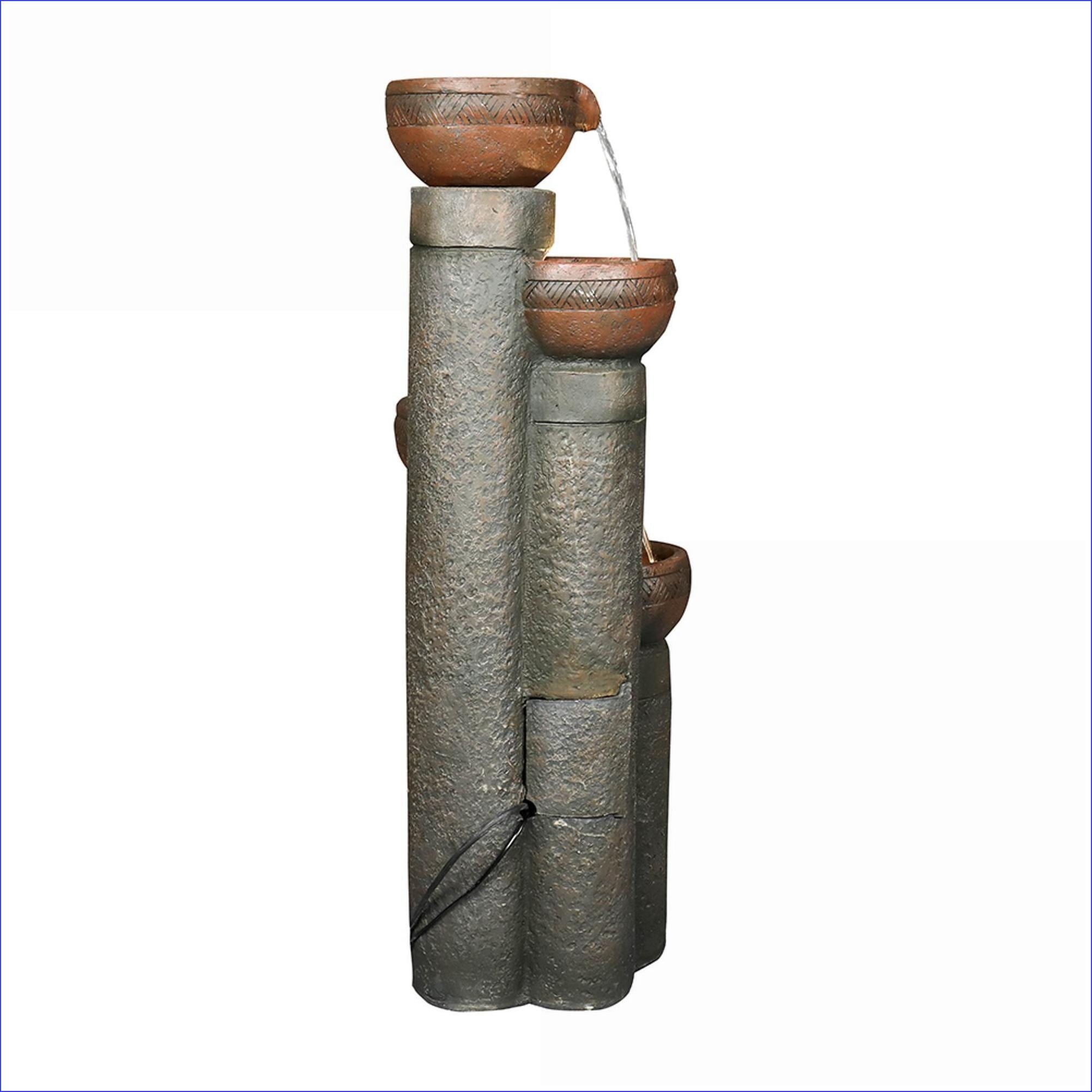 Fountains 5-Tier 39.7" Outdoor LED Garden Fountain for Patio Yard | Resin | Tiered Fountain