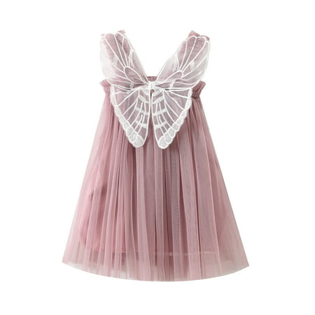

Toddler Baby Girl Layered Tulle Dress Sleeveless Back 3D Butterfly Sundress Princess Birthday Party Tutu Dress