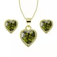 thumbnail image 2 of 14k Yellow Gold Peridot 1 Ct Halo Heart Plated Full Set Necklace by Paris Jewelry, 2 of 4
