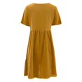 thumbnail image 4 of Women Fashion Solid Vintage And Linen Loose Pocket Round Neck Short Sleeve Dress V Neck Midi Dress Long Dresses Women Summer Dress with Sleeves for Women Floral Dresses for Women Sleeveless Lost Ink, 4 of 5