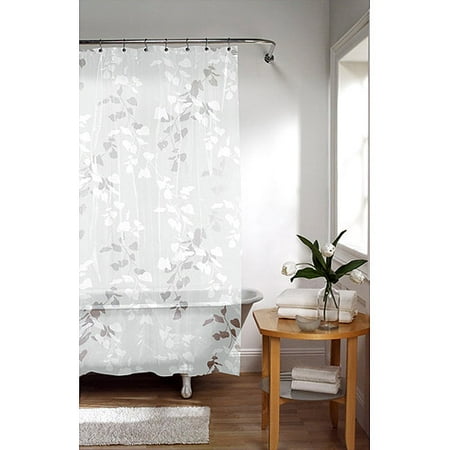 Linden Leaf Shower Curtain, White With Leaf Print