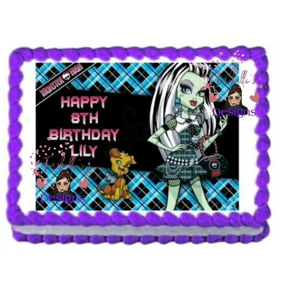Blue Monster High Image Edible Cake Topper Birthday Cake Decoration Edible Photo Paper For 1/4 to 1/2 sheet Cake 10" by 8" rectangle