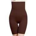 thumbnail image 3 of BiZtdJrK Tummy Control Butt Lifting Pants for Women High Waist Shapewear Solid Color Tight Body Shaper Shorts, Coffee, L, 3 of 4