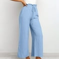 thumbnail image 7 of Wiyuqeen Women's Loose Linen Pants Casual Lightweight Elastic Waist Lounge Pants Wide Leg Trousers with Pocket Summer Trendy Baggy Beach Long Pant, 7 of 7