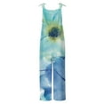thumbnail image 4 of Usmixi Jumpsuits for Women Vintage Cotton Linen Floral Adjustable Strap Pocket Wide Leg Baggy Jumpsuits Overalls Summer Formal Tie-Dye Print Round Neck Sleeveless Long Rompers Sky Blue xl, 4 of 4