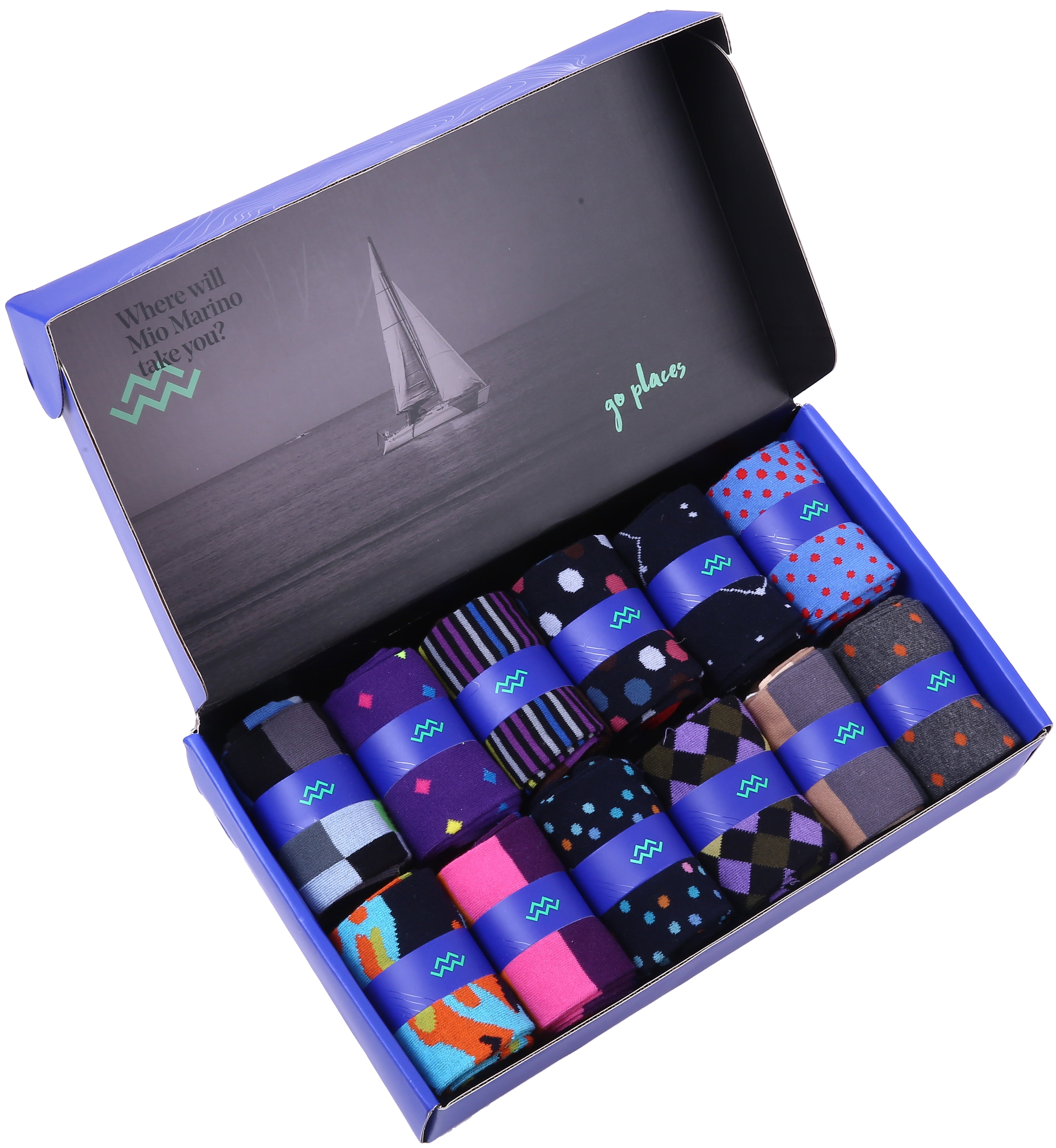 Mio Marino Men's Fun Dress Socks - Colorful Funky Socks for Men - Cotton Fashion Patterned Socks - 12 Pack - Fun Collection - 10 - 13