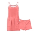 thumbnail image 4 of Bobifish Toddler Girls Outfit Sets Summer Solid Camisole Top And Pocket Shorts Casual Two Piece Outfit Children Girls Sets, 4 of 4