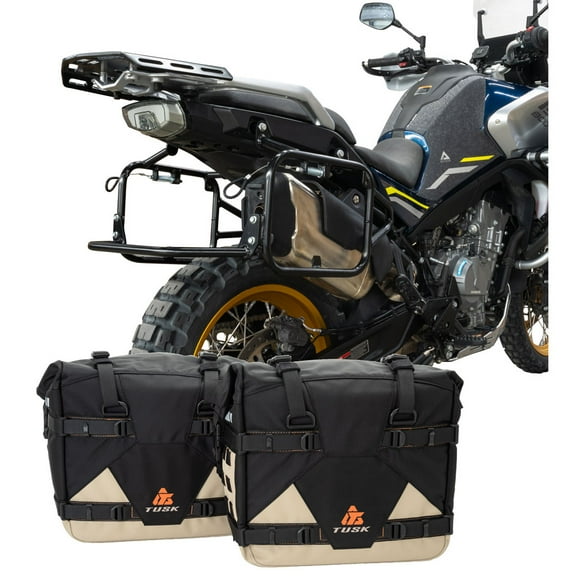 Tusk Pannier Racks with Tusk Pilot Pannier Bags Black/Tan