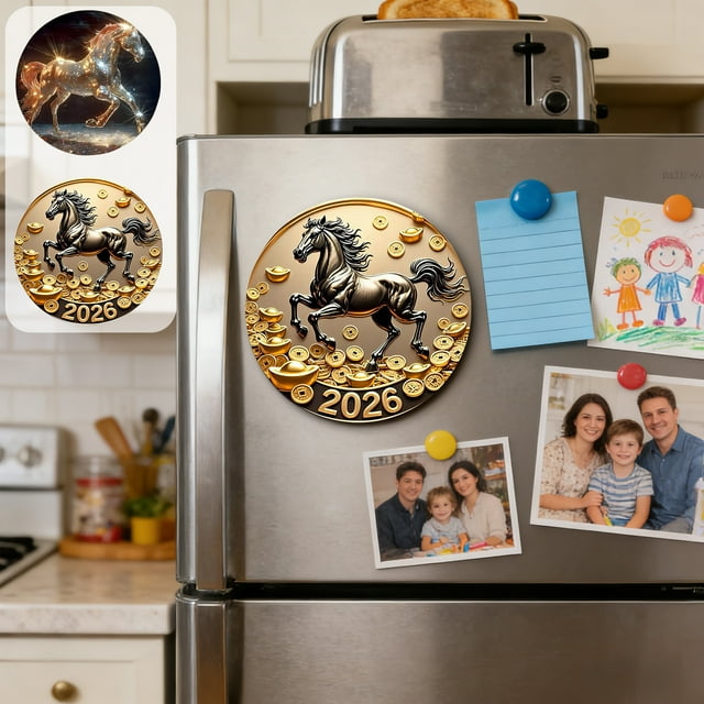 Imanes De Refrigerador De Pvc 1 imán redondo con diseño de caballo para refrigerador, decoración creativa para cocina, arte magnético divertido. JASKFLY