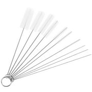 UEETEK 10 Pcs Nylon Tube Brushes Pipe Cleaning Brush Set for Drinking Straws Glasses Keyboards Jewelry Cleaning (White)