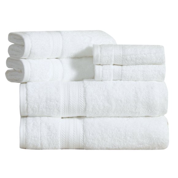 Paarizaat 100% Cotton 6-Piece Towel Set – 2 Bath Towels, 2 Hand Towels, 2 Face Towels – White