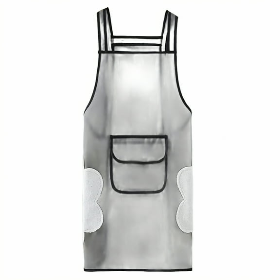 AUQ Aprons for Women with Pockets,Polyester Fiber Black Apron,Clear Design Aprons for Cooking,Black