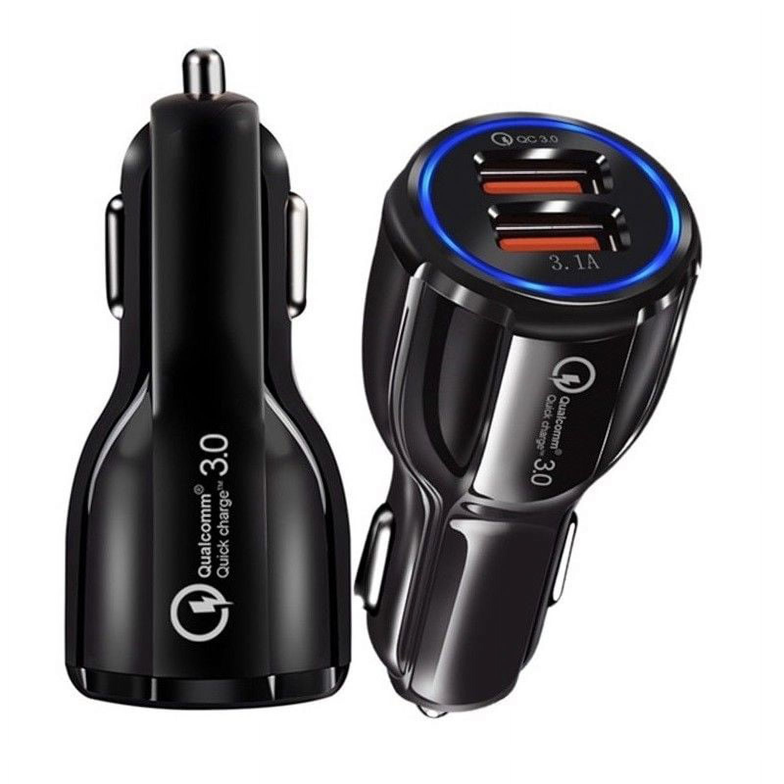 3 Pack Dual USB QualComm Quick Charge Car Charger Fast Dual-Port USB For iPhone X iPhone 8 Plus Samsung Galaxy S8 S8+ Plus S9 S9+ Plus Note 9 S7 Edge Note 4 LG G7 OnePlus 5 Google Pixel 2 XL Black - image 3 of 10