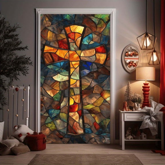 Easter Christian Jesus Door Covers Easter Party Props Easter Door Curtain Backdrops Easter Door Cover