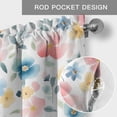 thumbnail image 5 of Watercolor Flower Valances for Windows Retro Blue Pink Floral Garden Rod Pocket Curtain Valance Window Treatment Short Curtains for Kitchen Living Room, 54"x18", 5 of 9