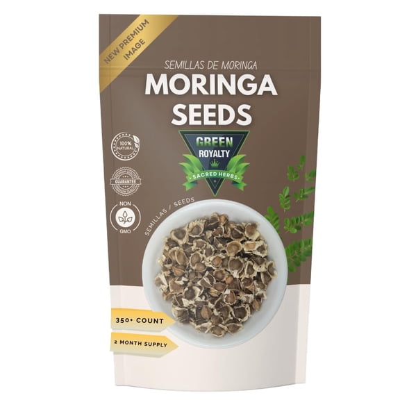 Green Royalty-Moringa Semilla 4oz (114g) – Raw, Whole Moringa Oleifera Semilla |350 Seeds per Pouch Approx. | Non-GMO, Natural | Product of Mexico