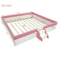thumbnail image 2 of Harper & Bright Designs King Size Upholstered Daybed Frame with Fence and Stairs, MontessoriFloor Bed with Sturdy Slat Support, Pink+White, 2 of 12