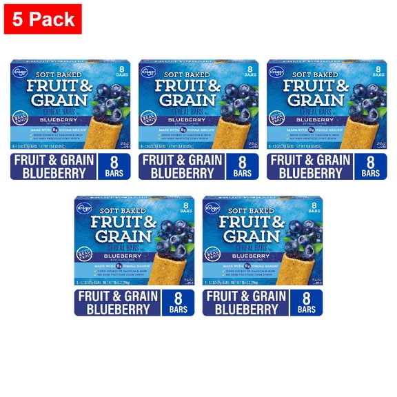 Kroger Fruit and Grain Blueberry Cereal Bars 8 ct / 1.3 oz - 5 Pack