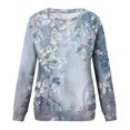 thumbnail image 5 of Crewneck Sweatshirts Womens Trendy Floral Printed Long Sleeve Fall Winter Casual Tunic Tops Loose Fit (XL, Navy), 5 of 5