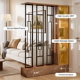 thumbnail image 4 of Finmind Wall Room Divider with Display Shelves, 70.9" Modern Freestanding Wall Partition with Sturdy Base, for Home & Office, Brown & Black, 4 of 9