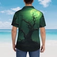 thumbnail image 4 of Sikiie Green Night Sky Moon Branches Print Men's Hawaiian Shirt, Summer Beach Button Pocket Short Sleeve T-Shirt,Small, 4 of 7